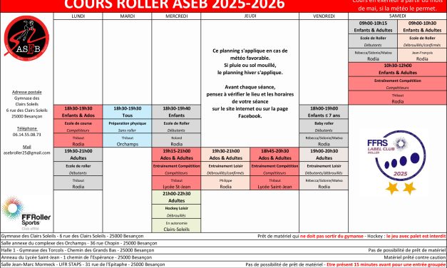 Planning ASEB printemps-été 2025-2026